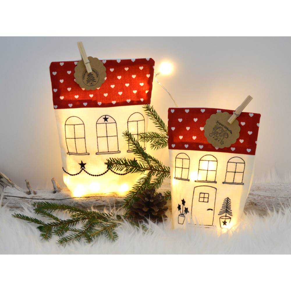 ITH 13x18cm Lichterbeutel Stickdatei Haus Häuser SET Bild 5