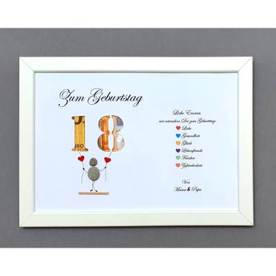 Steinbild 18. Geburtstag, Geldgeschenk personalisiert, Geburtstagsgeschenk, Geschenkidee zum Geburtstag