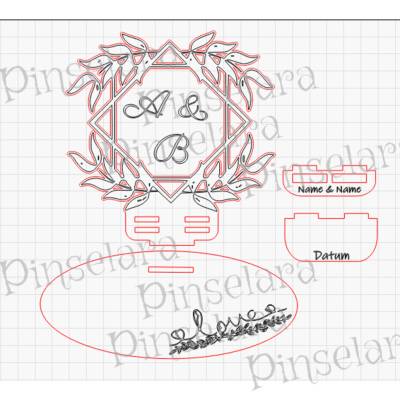 Laser Cut File, Ringkissen für 3mm Holz, Hochzeitsgeschenk, Digitaler Download Lasercutfile