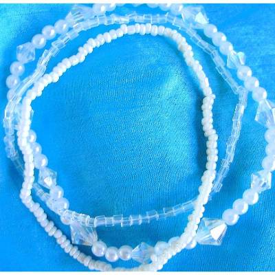 Perlenarmband-Set 3-teilig in Weiß-Transparent handgemacht von Hobbyhaus