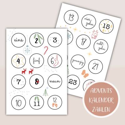 Adventskalenderzahlen zum Ausdrucken, Adventskalender basteln, DIY Adventskalender