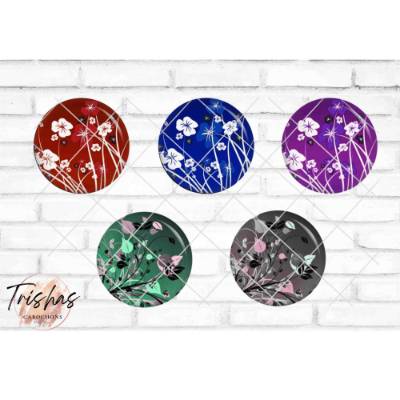 Glas Cabochon mit Motiv Blumen Blumenwiesen rot blau violett, Fotocabochon, Handmade Cabochon, verschiedene Größen, Moti