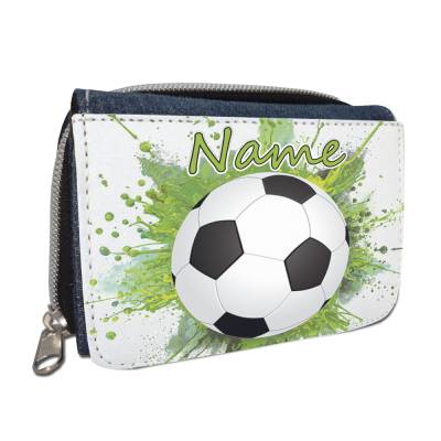 Fußball Geldbörse mit Namen / Geldbeutel Portemonnaie / Personalisierbar / Kinder Teenager / Geschenk zur Einschulung