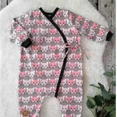 Gr. 56 - Wickelstrampler - Schlafanzug * Katzen