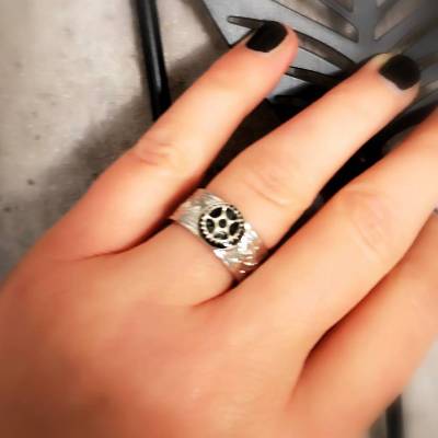 massiver Ring, Edelstahl, Fingerring, Größenverstellbar, Steampunk, Zahnrad