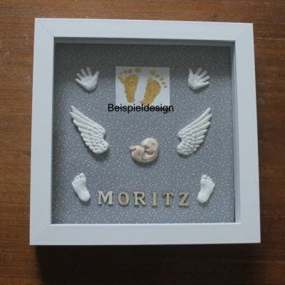 Bastelset Sternenkind Erinnerungsrahmen 4- bis 12. SSW mit weißen Engelsflügeln