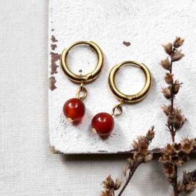 Karneol • Creolen Edelstahl | Ohrschmuck | Geschenke für Frauen | Freundin | Schwester | Mama