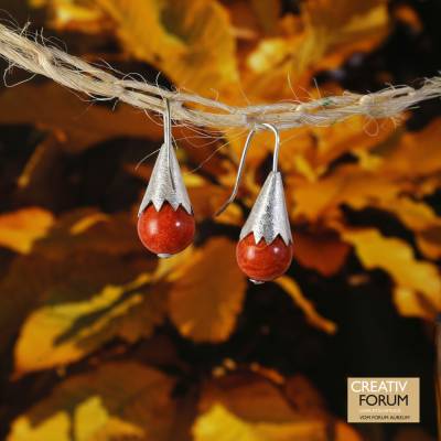 herbstliche Ohrhänger „Wurzelkoralle“  925 Silber Ohrbügel und Käppchen, 