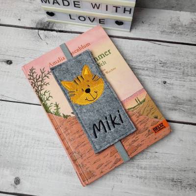 Filz Lesezeichen Katze, Einschulungsgeschenk