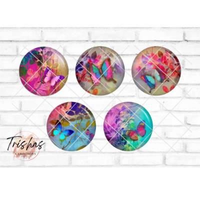 Glas Cabochon mit Motiv bunte Schmetterlinge Schmetterling, Fotocabochon, Handmade Cabochon, verschiedene Größen, Motivc