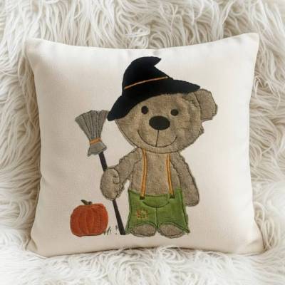 Stickdatei Doodle Teddy Halloween Herbst Kürbis, Bär Applikation, Set 751 Stickmuster