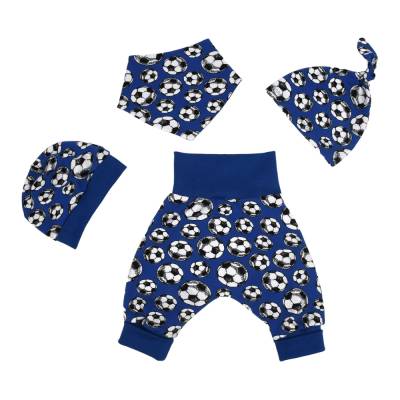 Gr. 50 SOFORTKAUF - 4tlg. Set "Fußball" Pumphose Tuch Beanie Knotenmütze