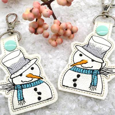 Stickdatei Schlüsselanhänger Schneemann Winter
