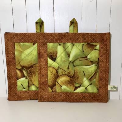 Topflappen aus Stoff, Patchwork-Topflappen mit Birnen