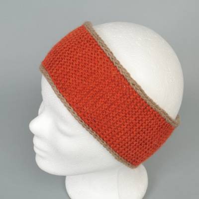Stirnband klassisch Damen handgestrickt  mit Alpaka rost-beige