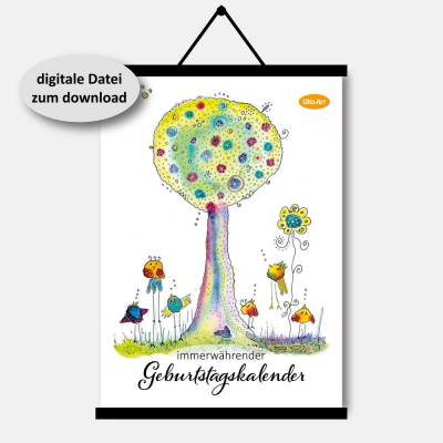 Immerwährender Geburtstagskalender zum Selbstausdruck – DIN A4 PDF, bunt & zeitlos