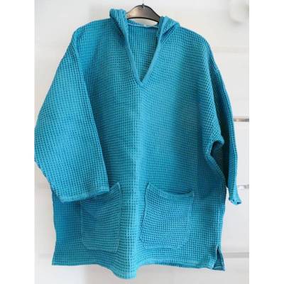 Hemd / Tunika  Mittelalter-Style Türkis Größe XL unisex leger Waffelpiqué langarm handarbeit genäht