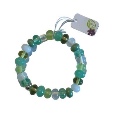 Handgemachtes Stretch-Armband mit grünen Glasperlen – Unikat, Lampwork-Glaskunst