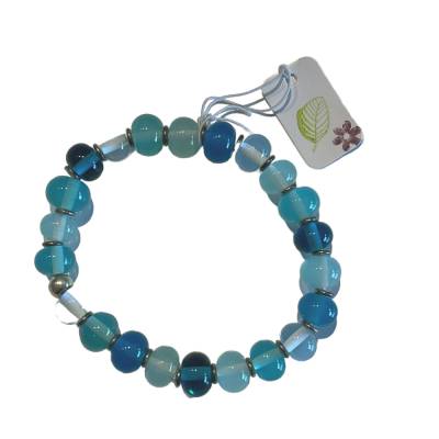 Handgemachtes Armband mit Glasperlen in Petrolblau – Unikat Perlenarmband