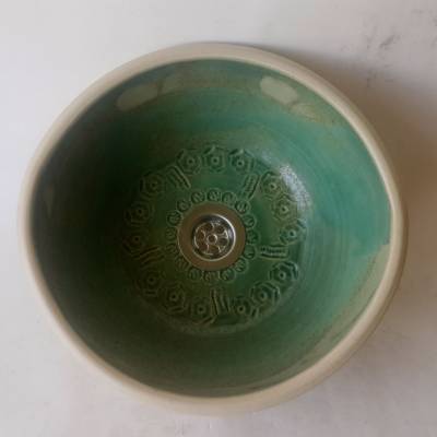 Ovales Waschbecken / Bodenmuster-Türkis Ø 29/27 cm Höhe 10 cm