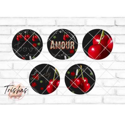 Glas Cabochon mit Motiv Kirsche Kirschen Frühling rot Früchte Liebe, Fotocabochon, Handmade Cabochon, verschiedene Größe
