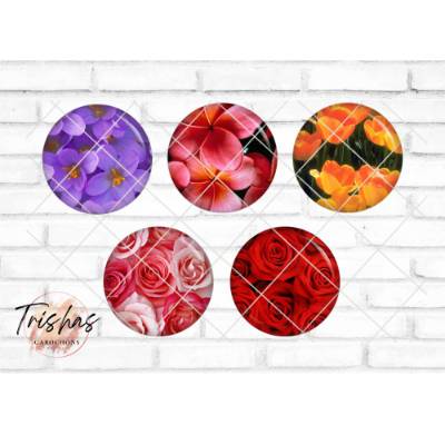 Glas Cabochon mit Motiv Blumen Floral Frühling Rosen Tulpen, Fotocabochon, Handmade Cabochon, verschiedene Größen, Motiv