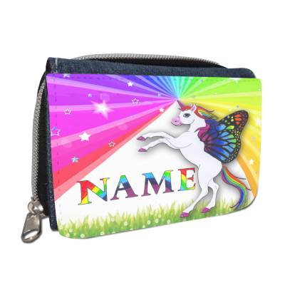 Einhorn Geldbörse mit Namen / Geldbeutel Portemonnaie / Personalisierbar / Kinder / Teenager / Geschenk zur Einschulung