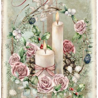Reispapier - Motiv Strohseide - A4 - Decoupage - Vintage - Weihnachten - Christmas- 19566