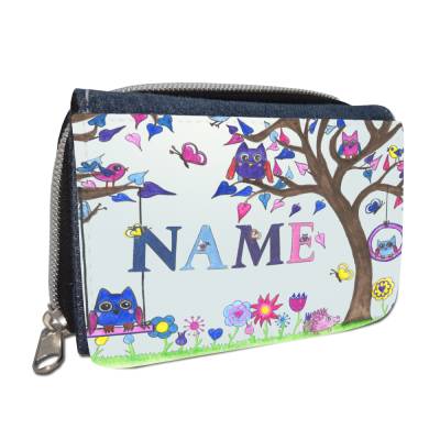 Eule Geldbörse mit Namen / Geldbeutel Portemonnaie / Personalisierbar / für Kinder / Teenager /Geschenk zur Einschulung