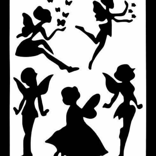 Fee Schablone Vorlage Scrapbooking Malen Stencil Fairy Feen DIY Basteln Druck