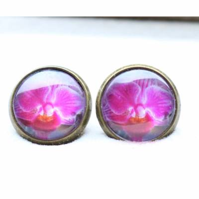 kleine Ohrstecker 10mm Cabochon bronze in verschiedenen Größen  mit eigenen Bild personalisiert