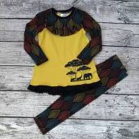 wunderschöne Kombi gr.104  * Leggings & Shirt * Afrika-Design mit Elefanten