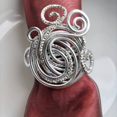 Drahtjuwel Medusa Anhänger, Serviettenhalter silber, Serviettenspangen ,Serviettenringe Weihnachtsgeschenk Tischdeko, 4 