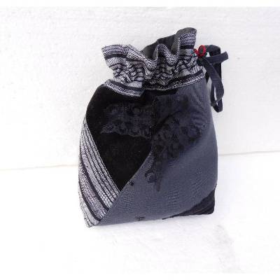 Tasche ,  Schmucktasche grau schwarz , Patchworktasche für Make up , Universaltasche
