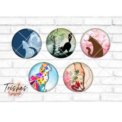 Glas Cabochon mit Motiv Katze, schwarze Katze, Katzen, Fotocabochon, Handmade Cabochon, verschiedene Größen, Motivcaboch