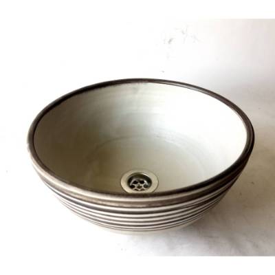 Waschbecken / Elfenbein-Beige Ø 29 cm Höhe 13,5 cm