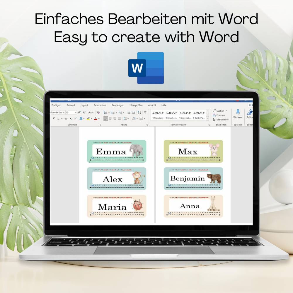 Namensschilder für die Grundschule für Lehrer, zum Basteln, PDF zum Ausdrucken, personalisierter Name mit Tiermotiv Bild 4
