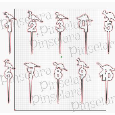 Laser Cut File, Caketopper Dino, Geburtstagstorte Zahlen 1-10, Digitaler Download Lasercutfile