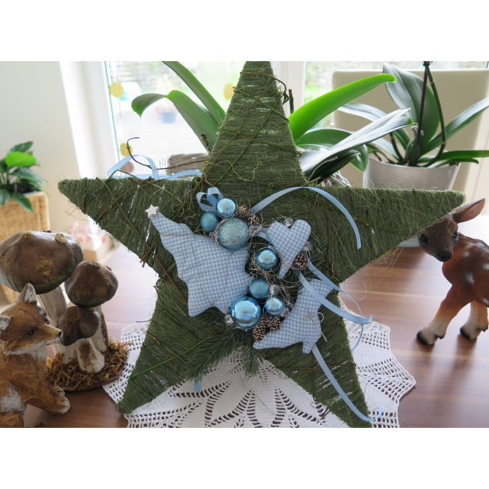 Türkranz Stern Advent blau Weihnachten Deko Weihnachtsdeko