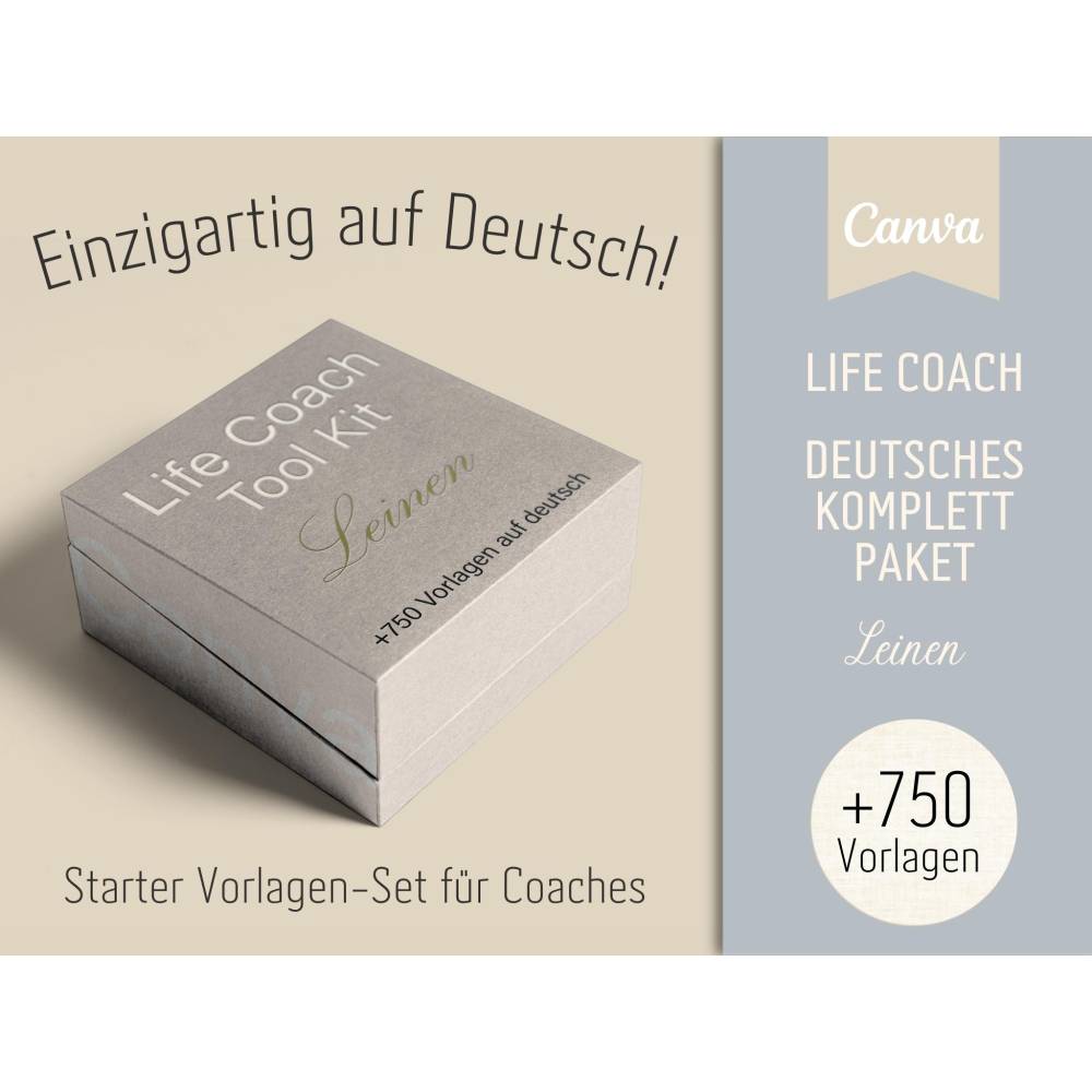 Life Coaching Canva-Vorlagen Paket auf DEUTSCH, Social Media, Arbeitsblätter, E-Book etc. Bild 1