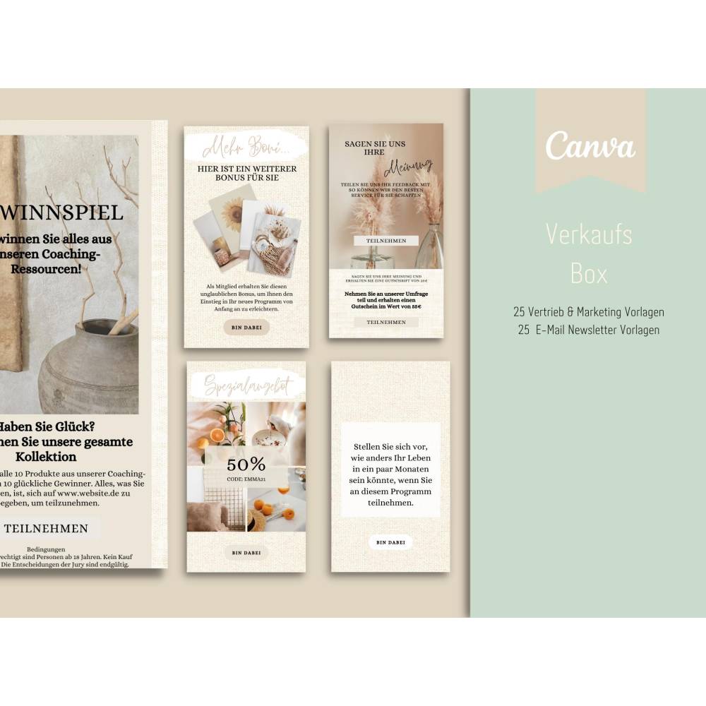 Life Coaching Canva-Vorlagen Paket auf DEUTSCH, Social Media, Arbeitsblätter, E-Book etc. Bild 6