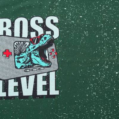 Sweat Panel T-Rex Boss Level, dunkelgrün 80cm x 155 cm Oeko-Tex Standard 100(1St/17,-€)