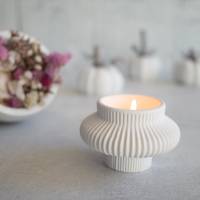 Süßes Teelicht Teelichthalter Kerzenständer in Rillenoptik Beton Raysin hygge