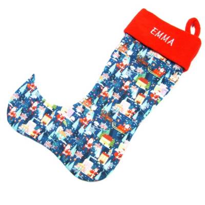 Großer Nikolausstiefel Nikolaussocke Nikolausstrumpf handgefertigt mit Nikolaus,Schlitten personalisierbar mit  Namen