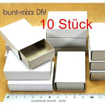 10 Mini-Schachteln Geschenkverpackung Basteln DIY, Adventskalender Schachteln, weiß, Mini Schiebeschachtel