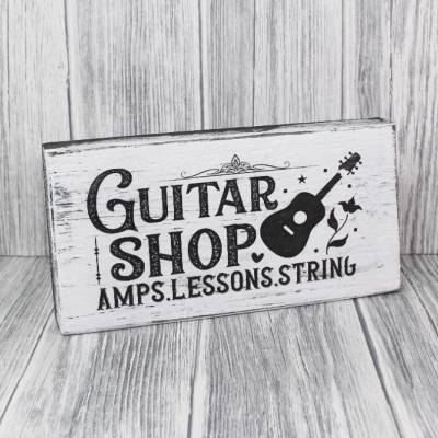 Vintageschild Shabby Nostalgie Bild Schild Deko Romantisch Vintage Geschenk Geschenkidee Guitar Gitarre
