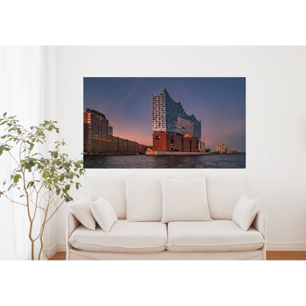 Elbphilharmonie im Abendlicht, Hamburg Foto Datei, Abmessung nach Wunsch, max. Höhe 117,48 cm x Breite 208,81 cm Bild 1