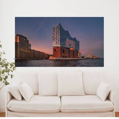 Elbphilharmonie im Abendlicht, Hamburg Foto Datei, Abmessung nach Wunsch, max. Höhe 117,48 cm x Breite 208,81 cm