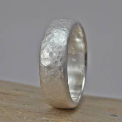Gehämmerter Ring "Endless" Silber 925,  Bandring mit Hammerschlag, massiv geschmiedeter Silberring