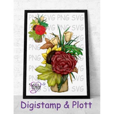 Plotterdatei und Digistamp "Herbstgesteck", PNG, SVG&DXF
